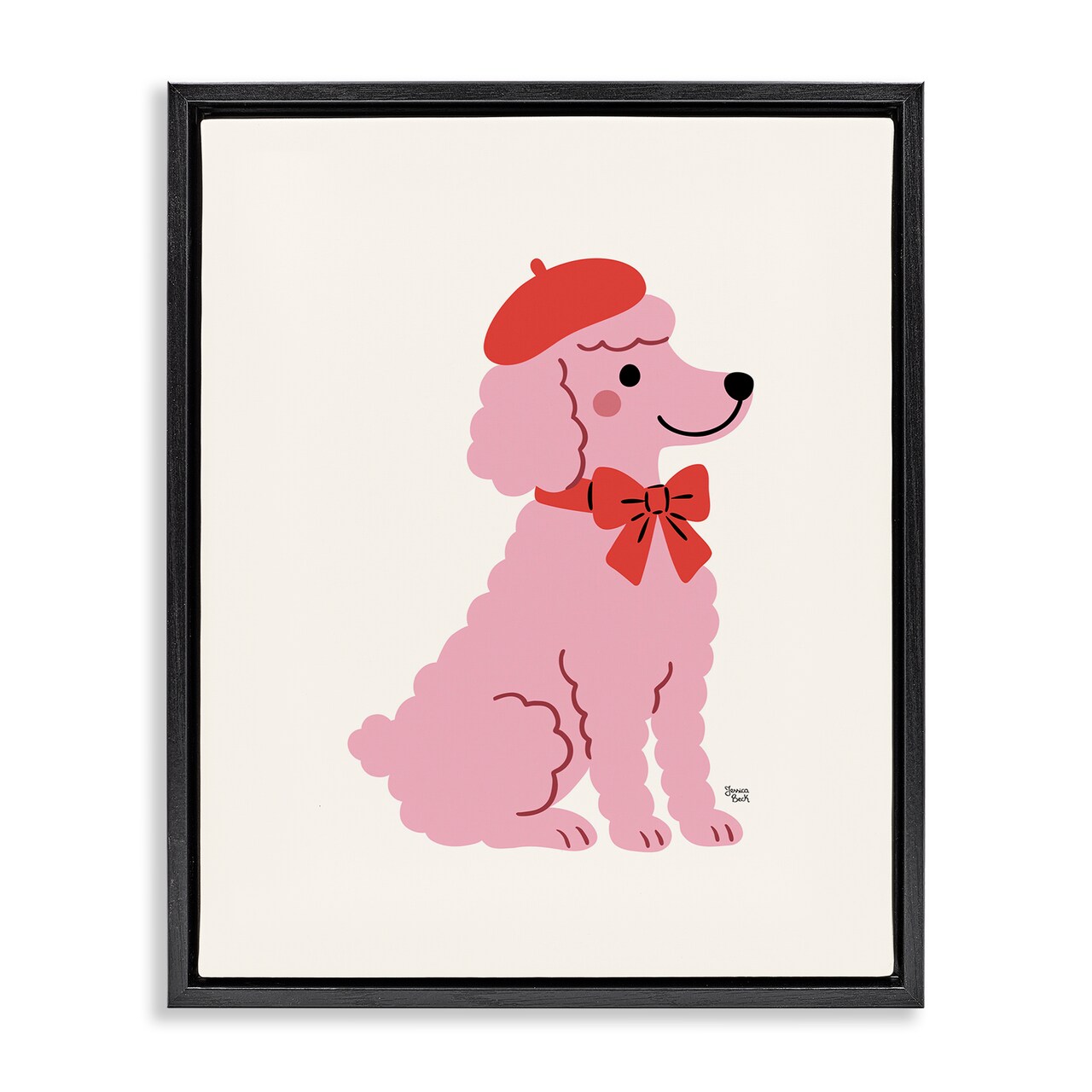 Stupell Industries French Poodle in Beret Floating Frame, design by Jessica Beck